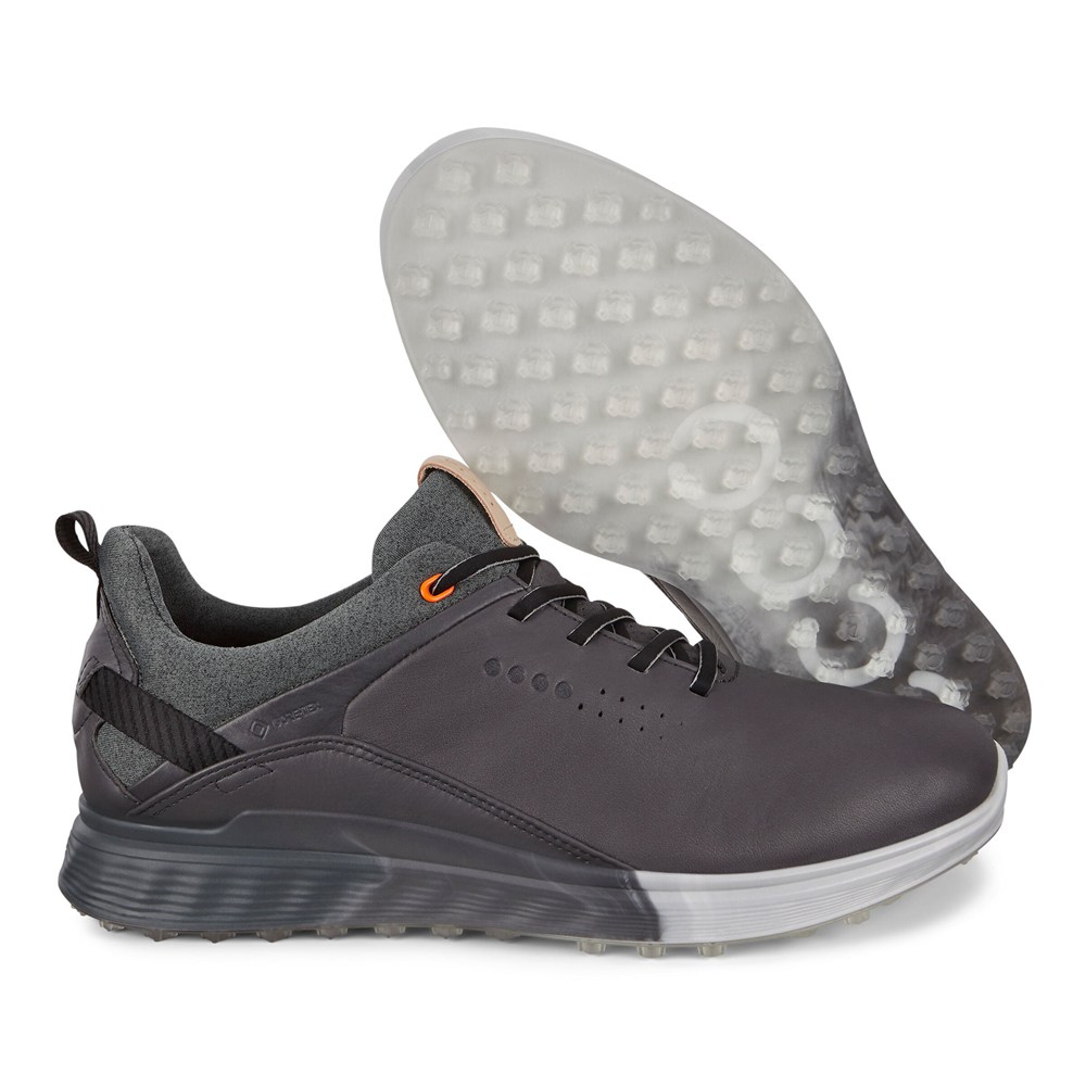 Mens Golf Shoes - ECCO S-Three Spikeless - Dark Grey - 3806WYRNI